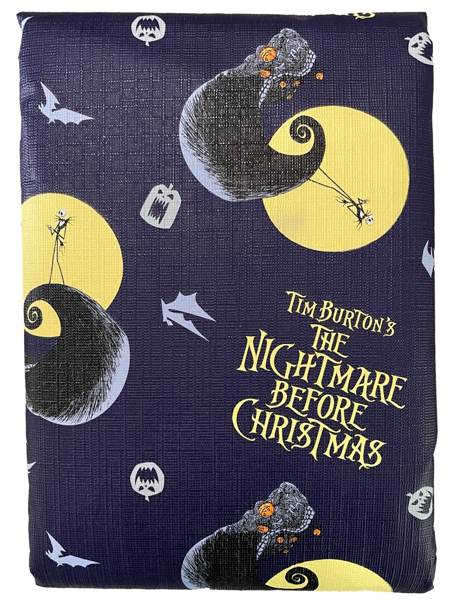 Disney Best Brands The Nightmare Before Christmas BlacK Yellow Tablecloth Oogie Boogie 60 inx84 in PEVA w Flannel BacKing