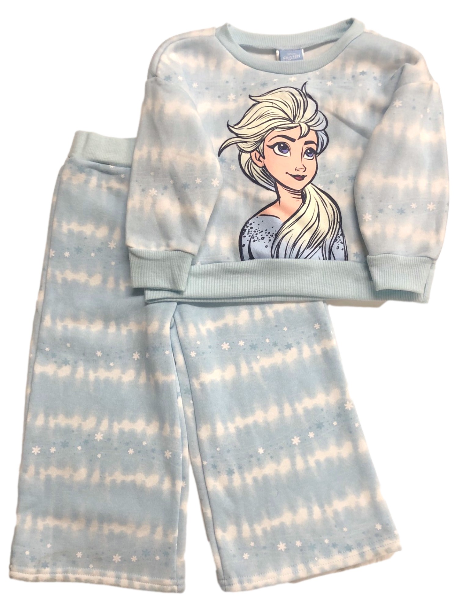 Disney Frozen Toddler Girls Blue Tie Dye Elsa Outfit Sweat Pants & Shirt Set