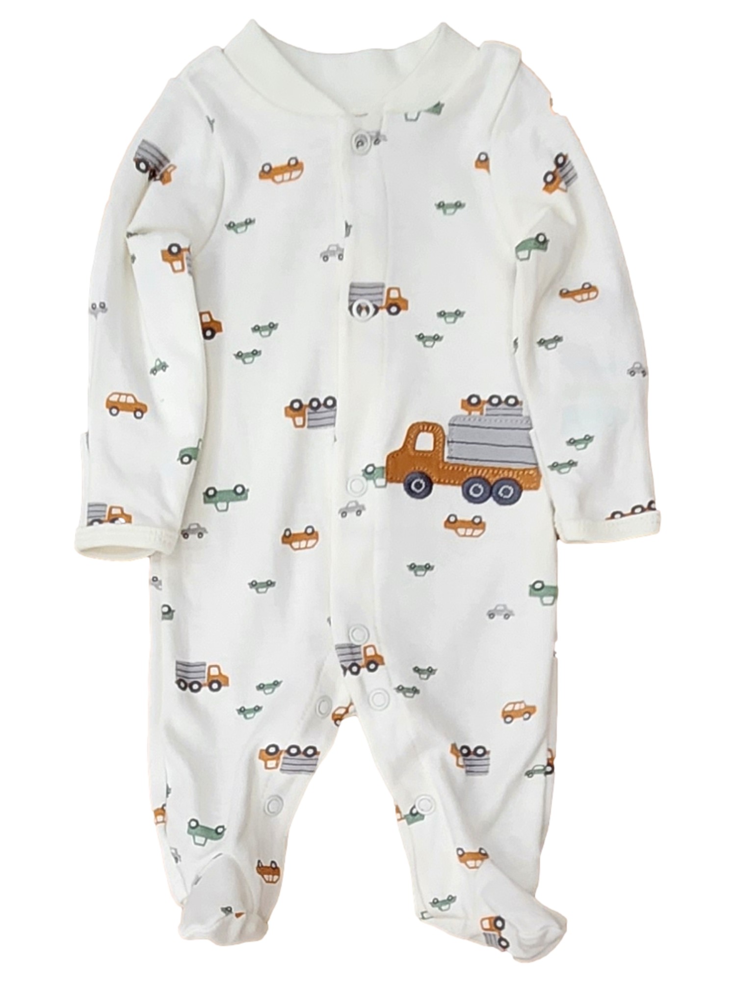 Carter's Carters Infant Boy White Truck & Car Snap Front Sleeper Pajamas Preemie