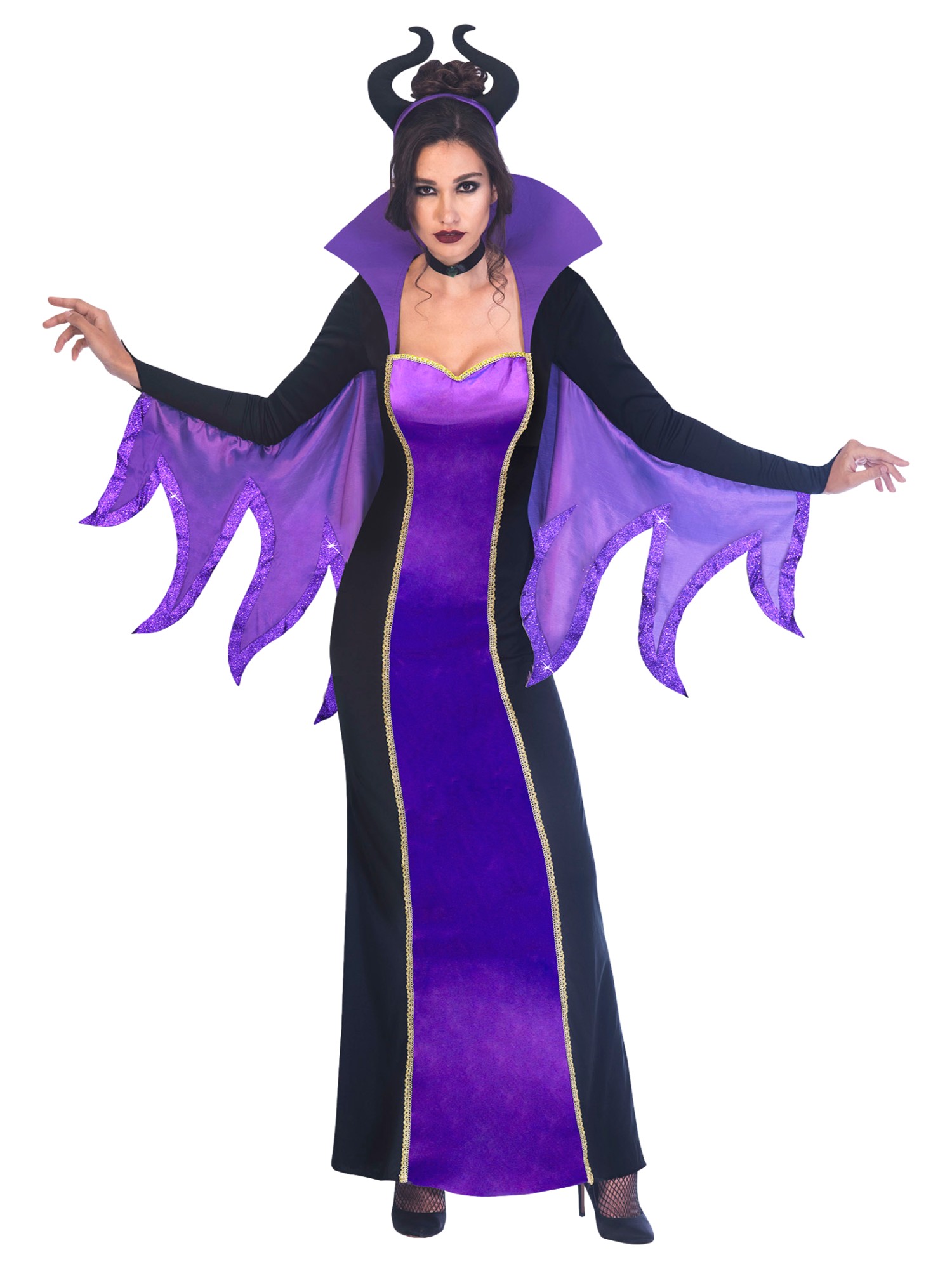 evil queen purple dress Kids Evil Queen Costume Large Purple Gold Apple Dress Disney