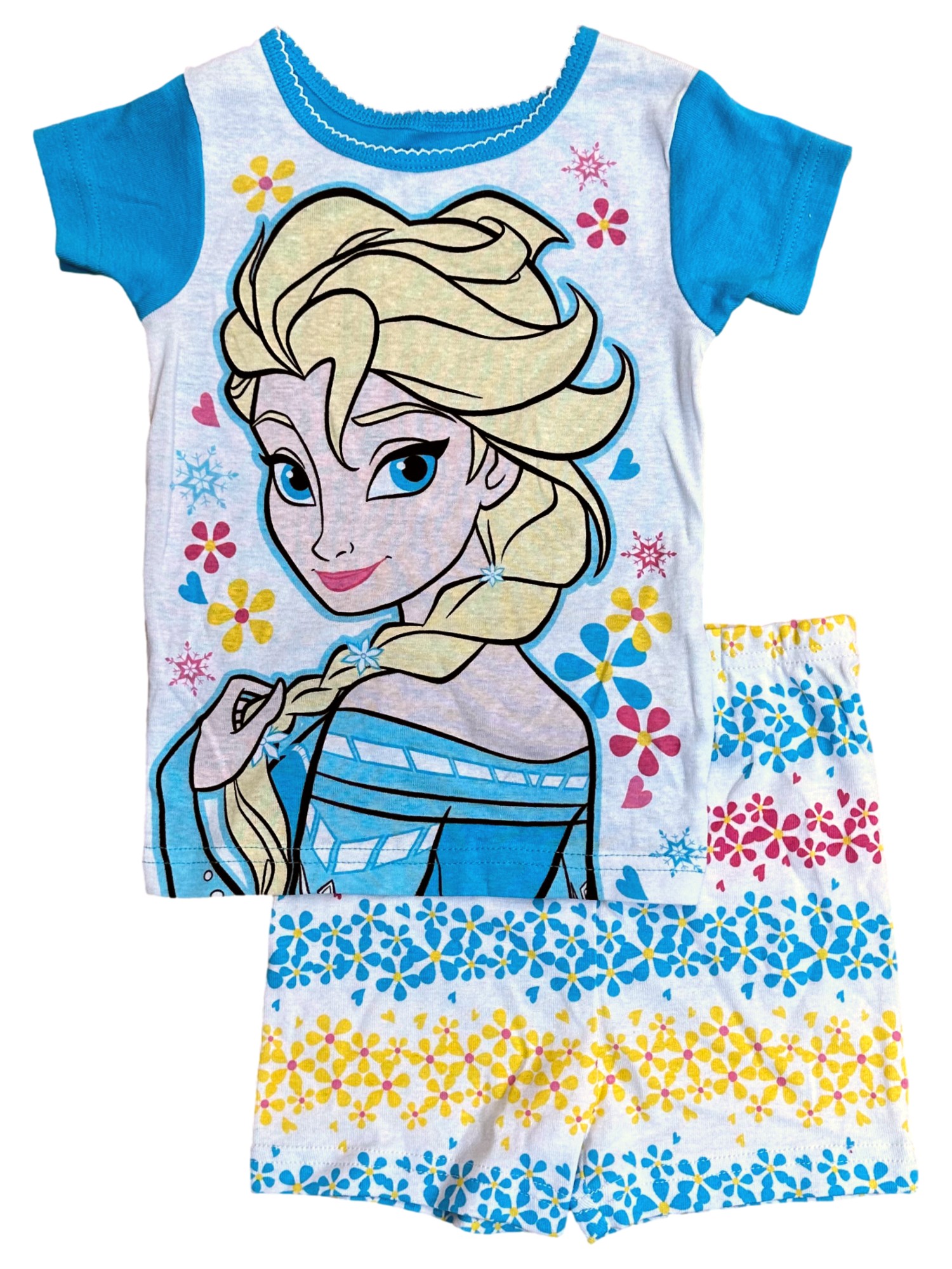 Disney Princess Frozen Toddler Girls Blue Elsa 2pc Sleep Pajama Set w/ Shorts 4T