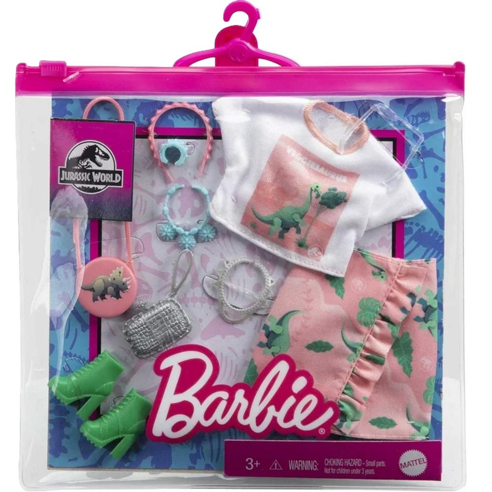 Barbie Jurassic World Fashion Pack, 10 Piece Clothes & Accessories Set for Dolls