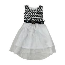 Amy's Closet Girls Black & White Patterned Dress w/ Adjustable Flower Belt 5
