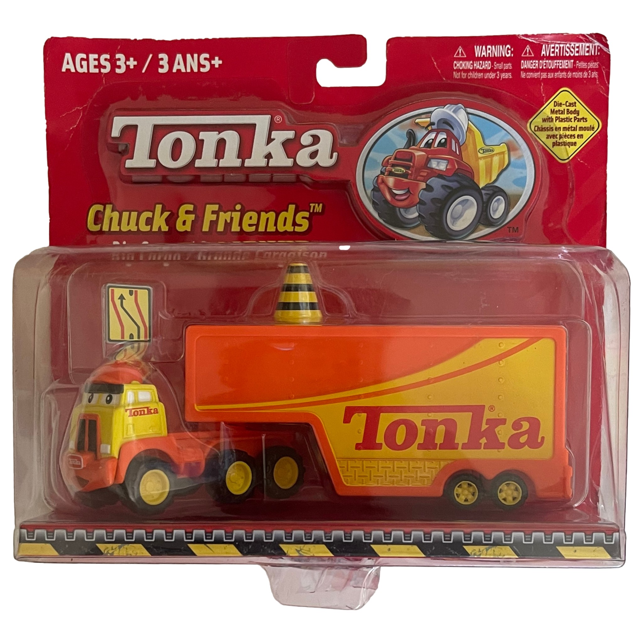 Tonka Chuck & Friends Big Cargo Semi Race Car Hauler Die-Cast Vehicle Playset