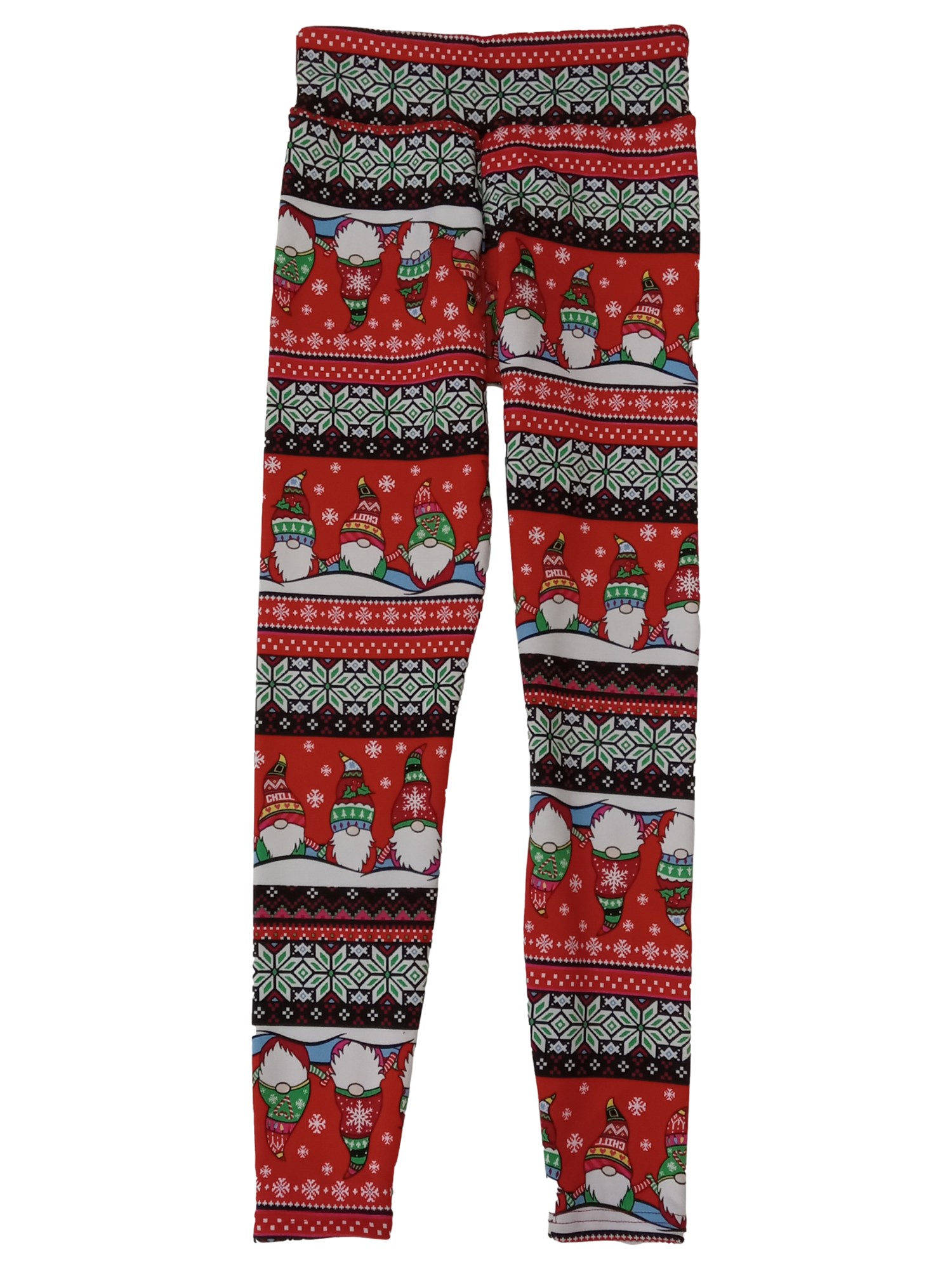 NOBO Junior Womens Red Christmas Elf Gnome Faux Fur Lined Holiday Leggings Medium