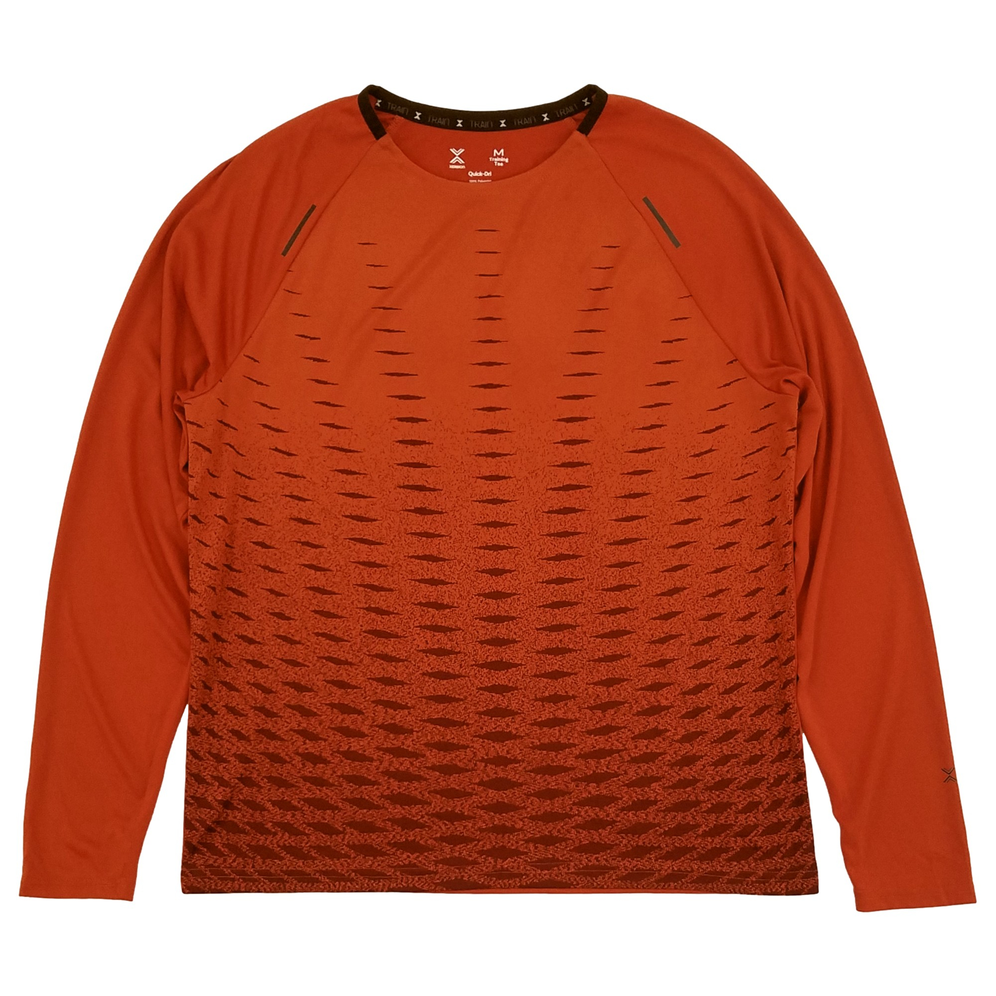 Xersion Mens Orange Burgundy Long Sleeve Training Tee Activewear T-Shirt