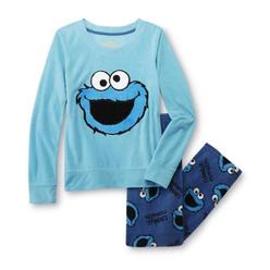 Sesame Street Cookie Monster Womens Blue Fleece Pajamas PJs Sleep Set Large