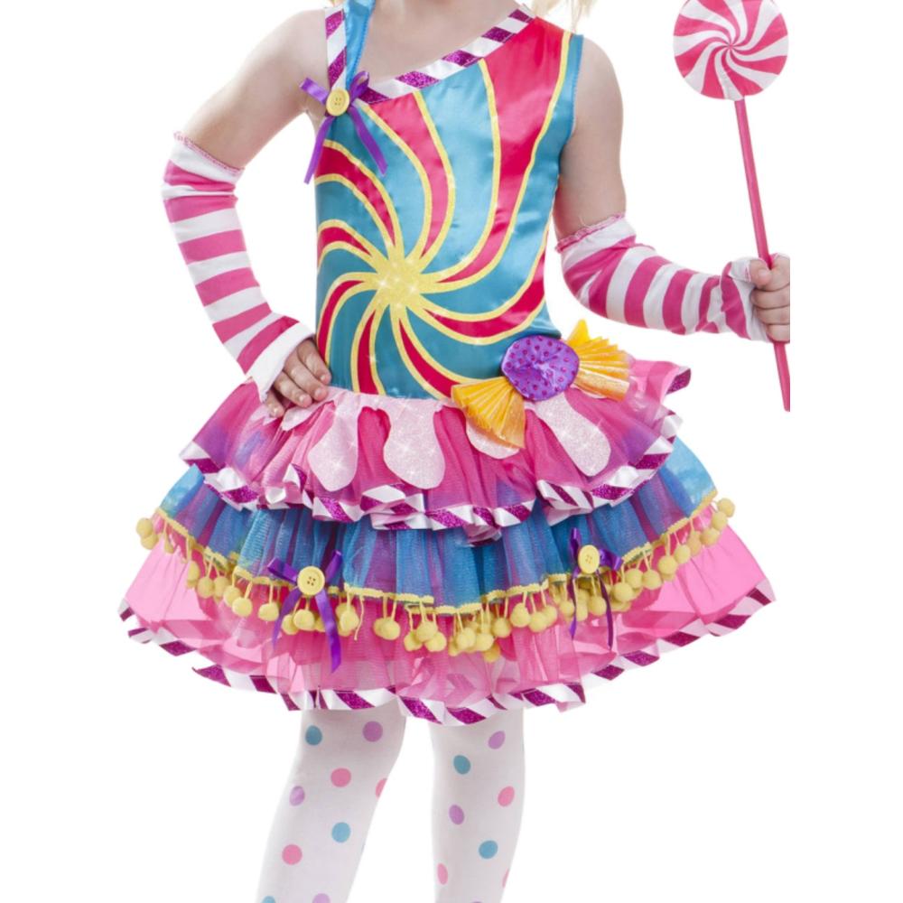 Goodmark Girls Pink & Blue Candy Girl Glitter Tulle Halloween Dress Costume Medium 7-8