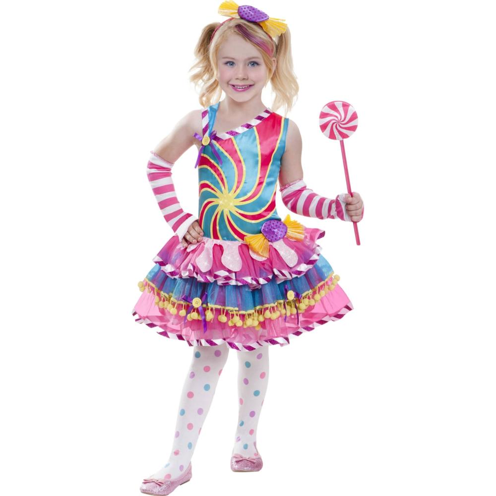 Goodmark Girls Pink & Blue Candy Girl Glitter Tulle Halloween Dress Costume Medium 7-8