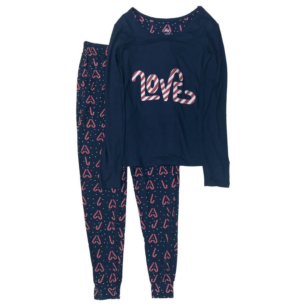 Mistletoe Pyjamas Mistle Toes Womens Blue Candycane Love Christmas Holiday Pajamas Soft ...