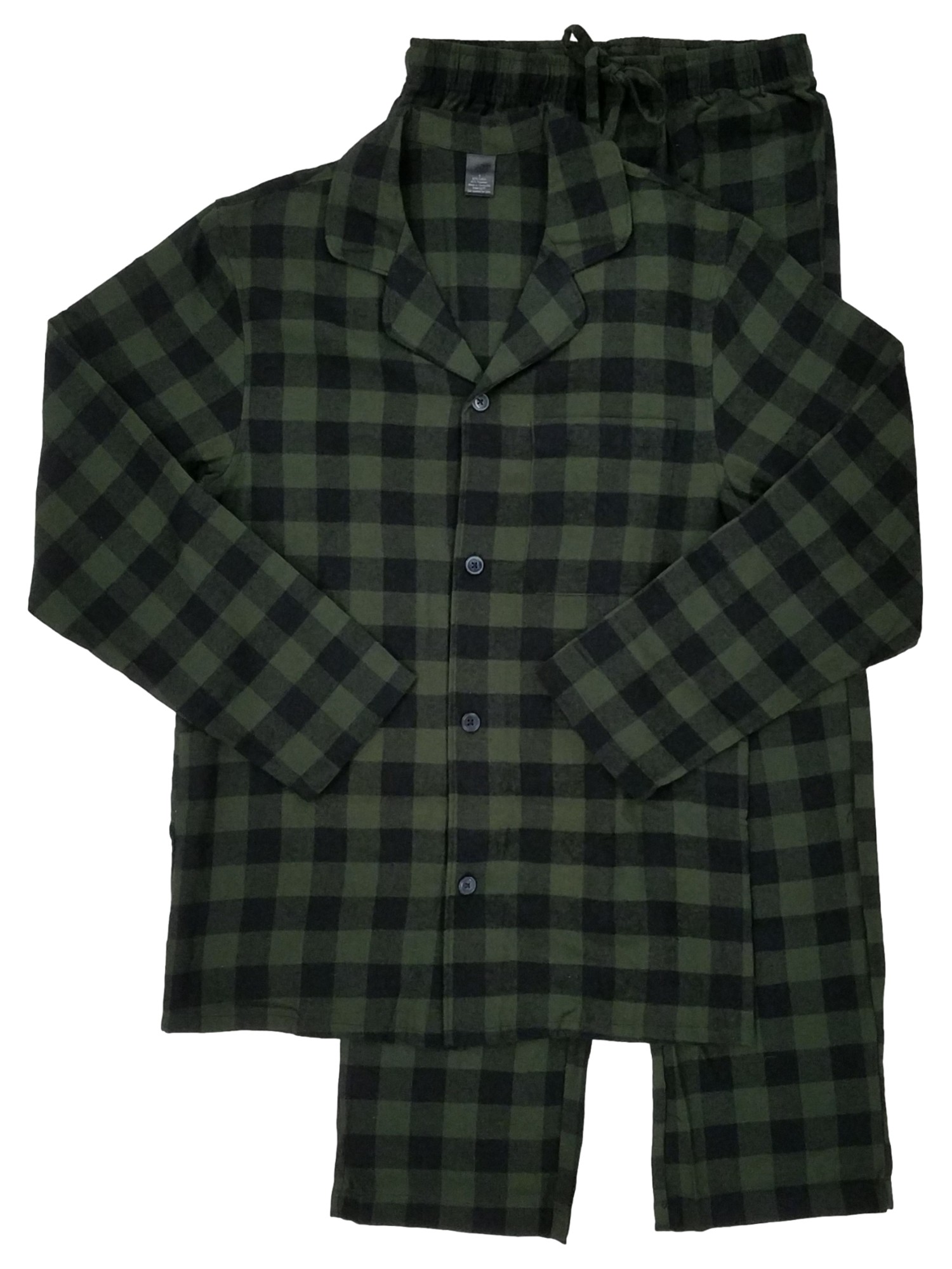 Generic Mens 2-Piece Green Buffalo Plaid Flannel Sleep Set Sleepwear Pajama Set S