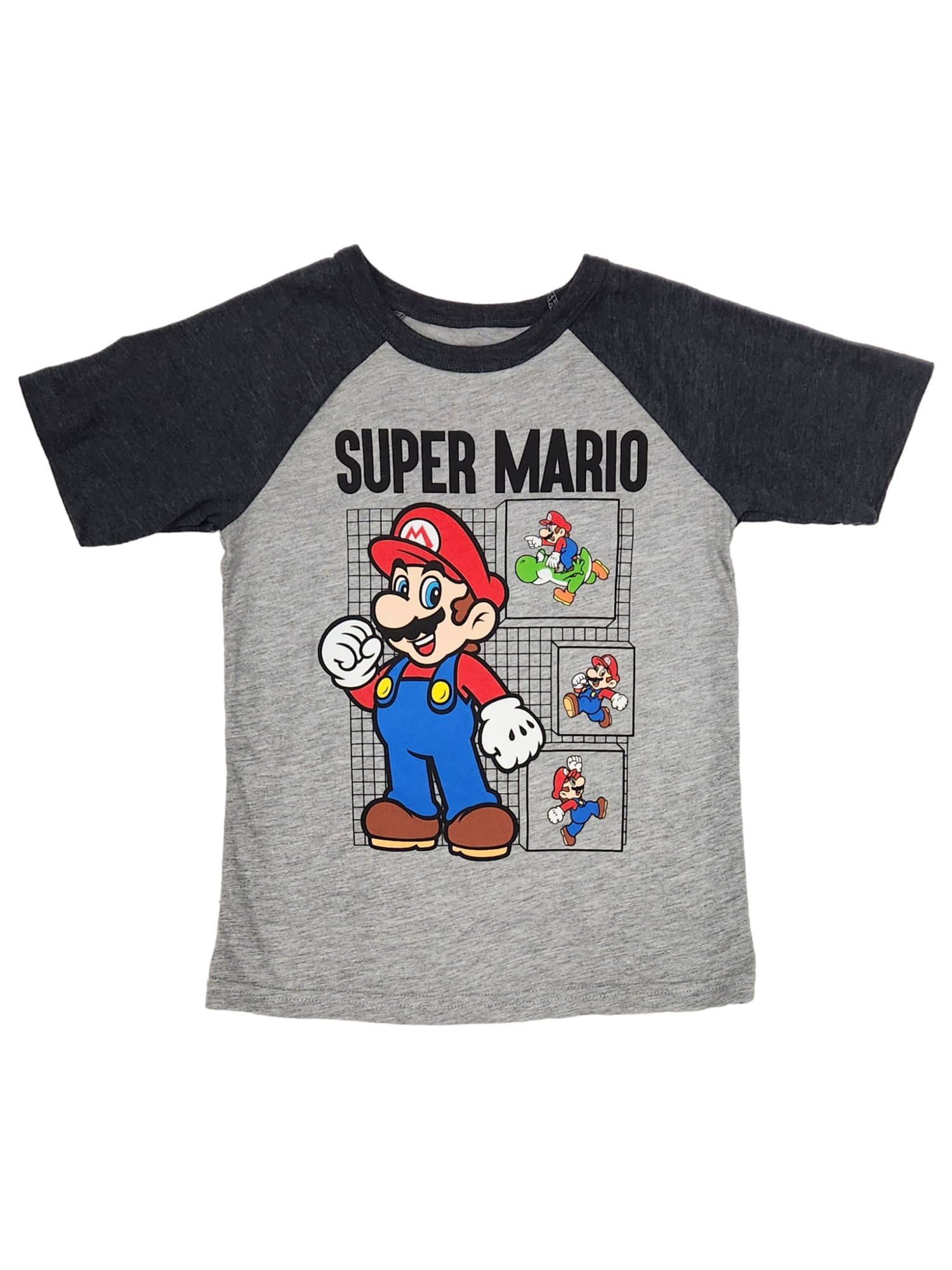 Nintendo Mario Bros Boys Gray Short Sleeve Super Mario Video Gamer Tee Shirt T-Shirt 7