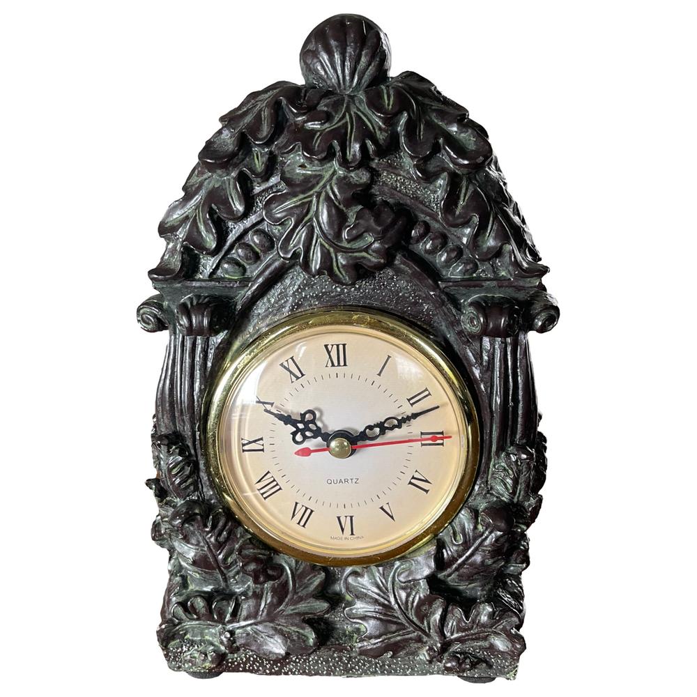 Elements Resin Leaf Desk Mantle Clock Cassic Old World Style