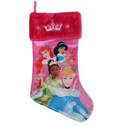 Disney Princess Ariel Cinderella Jasmine Tiana Pink Holiday Christmas Stocking