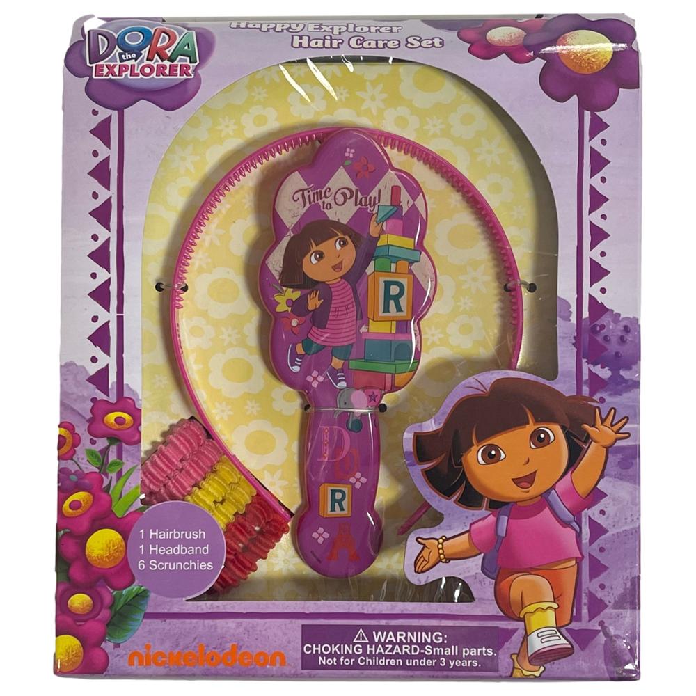 Nickelodeon Dora The Explorer Girls Hair Care Set Brush Clips Ponytail Holder