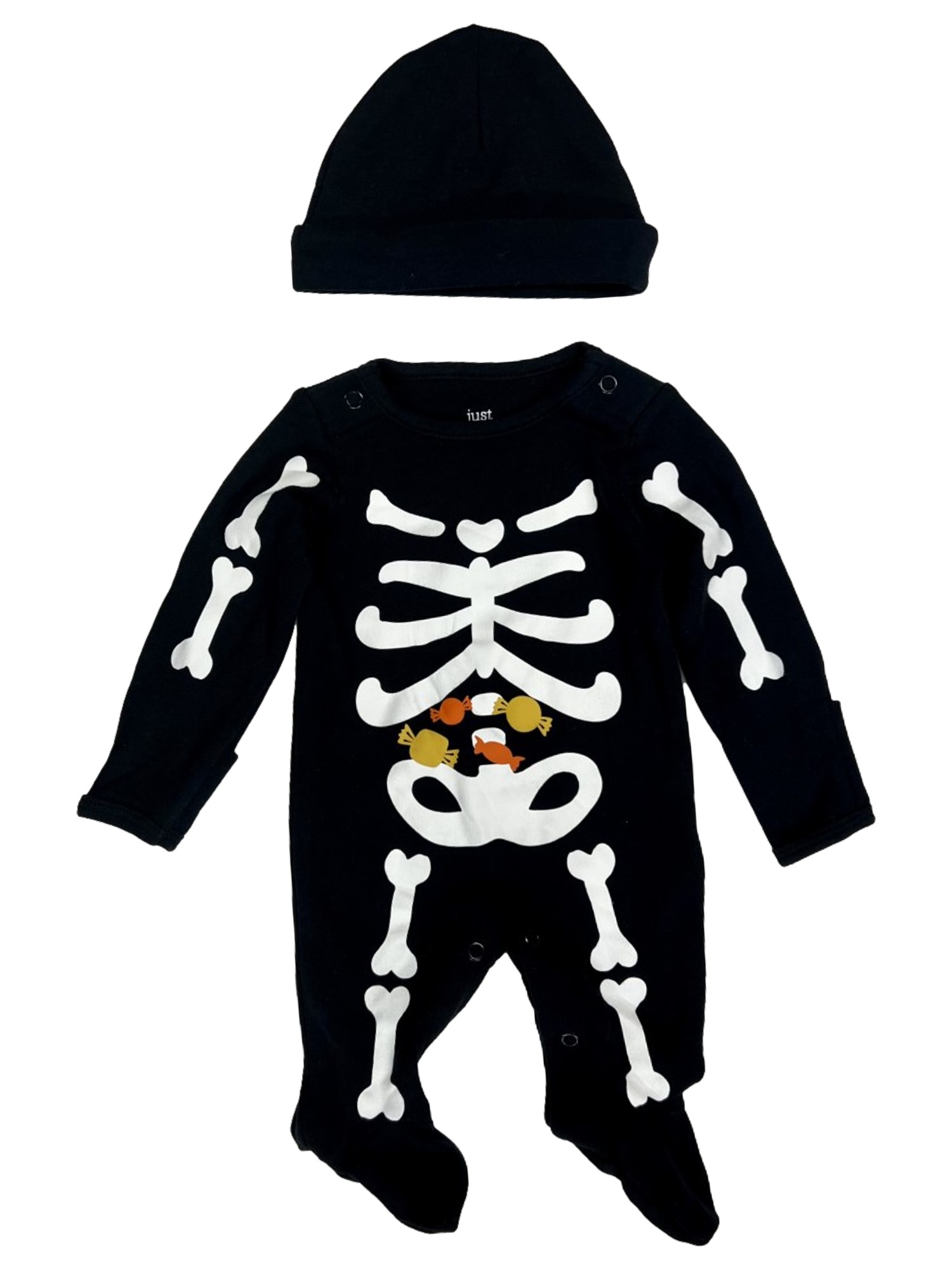 Carter's Carters Infant Boys Skeleton Black Footed Pajamas With Matching Hat 6 Months