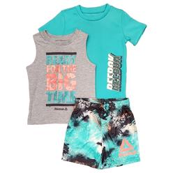 Reebok Toddler Boys Aqua Green 3pc Outfit Shorts, Tank & T-Shirt Set