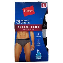 Hanes Mens 3-Pack Assorted Colors Tagless Stretch Wicking Underwear Briefs