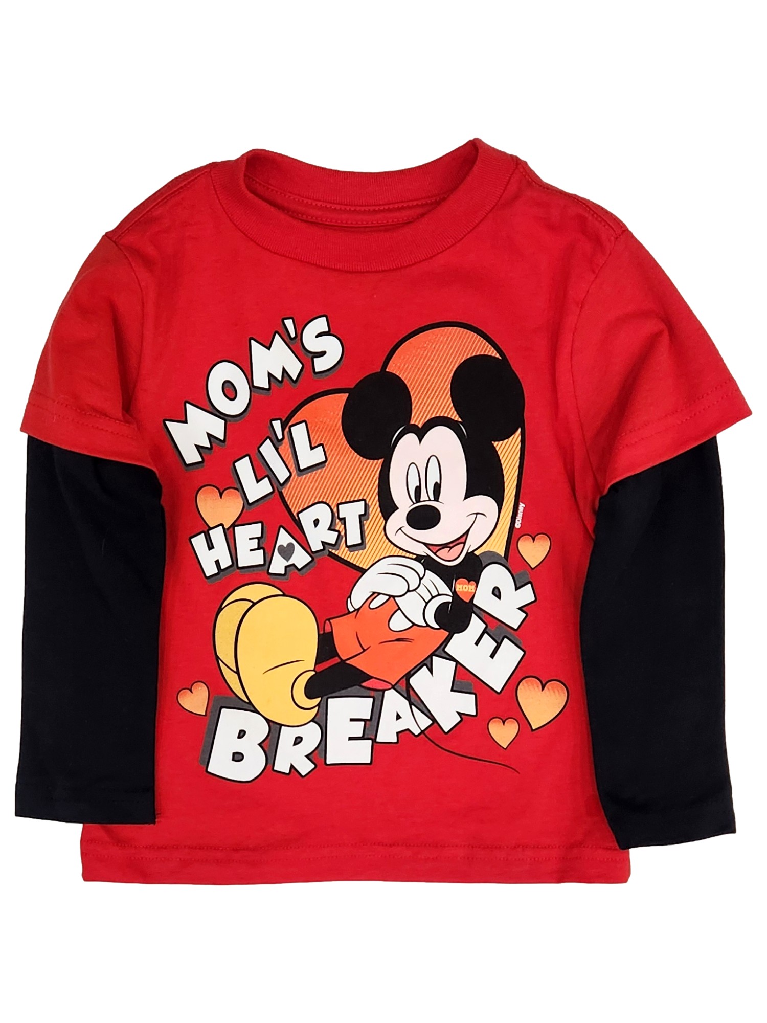 Disney Toddler Boys Red Mickey Mouse Heart Breaker Valentines T-Shirt