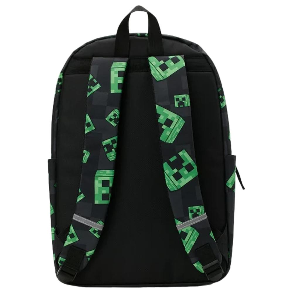 Minecraft All Over Creeper Print 17" Backpack with Laptop Sleeve, Black Green