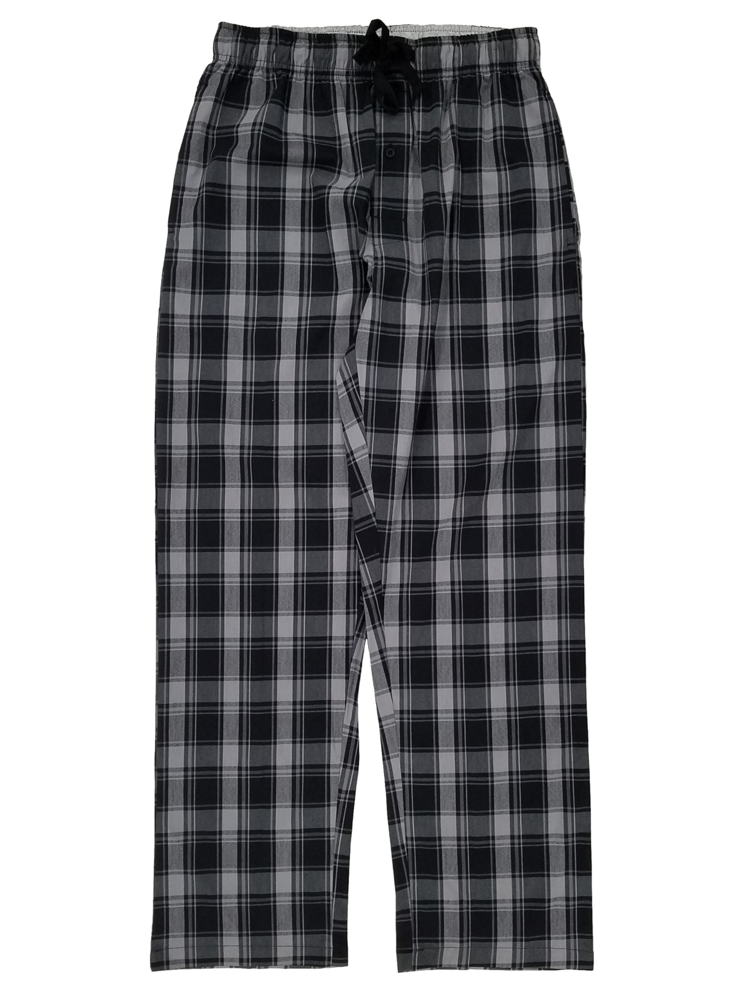 Hanes Mens Black Gray Plaid Tagless Woven Stretch Sleep Pants Pajama Bottoms