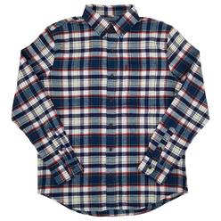 Chaps Mens Sailor Blue Plaid Long Sleeve Stretch Untucked Flannel Shirt