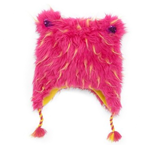 Total Girl Trapper Girls Fuzzy Pink Plush Fur Winter Hat Peruvian Beanie