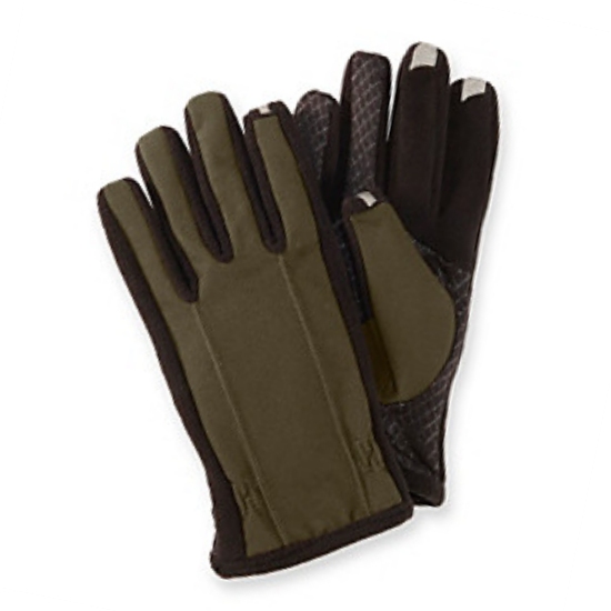 Isotoner Smart Touch Mens Khaki Green Touchscreen Gloves for Texting & IPhones