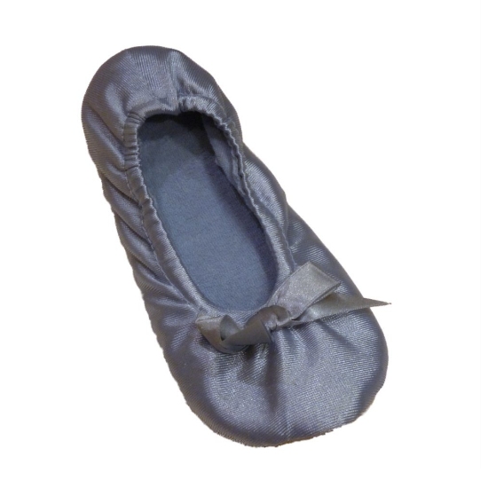 Willow Bay Womens Shiny Blue Satin Ballet Slippers Ballerina House Shoes
