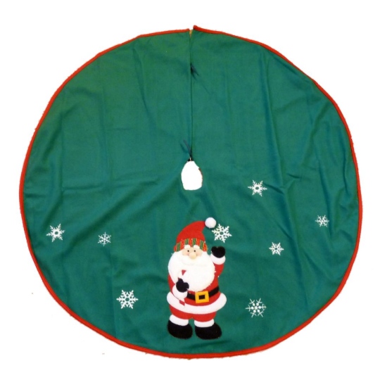 Trimmery Green Felt Santa Claus Snowflake Christmas Tree Skirt Xmas Holiday