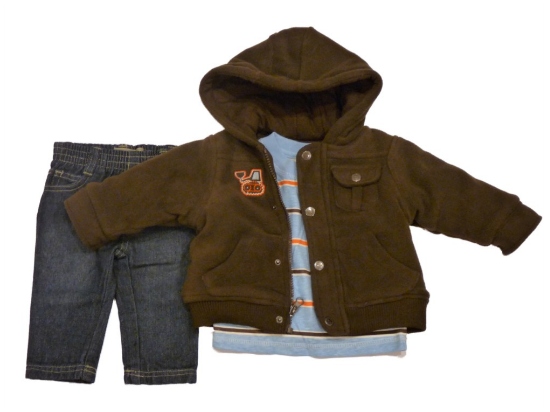 Kids Headquarters Infant Boys 3 Piece Backhoe Pants Shirt &  Jacket Set