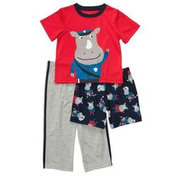 Carter's Carters Infant Boys 3 Piece Rhino Cop Outfit Tshirt Shorts & Pants Pajamas 12 Months