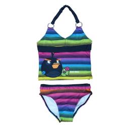 Angry Birds Girls Neon Striped Swimming Suit Swim Tankini Bathing Suit 2 PC