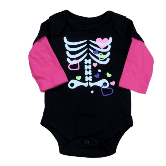 Faded Glory Fade Glory Infant Girls Black Pink Skeleton Creeper