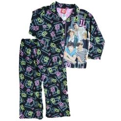 One Direction Girls Black & Pink Flannel Pajamas PJS Pajama 2 Piece Sleep Set Size 4