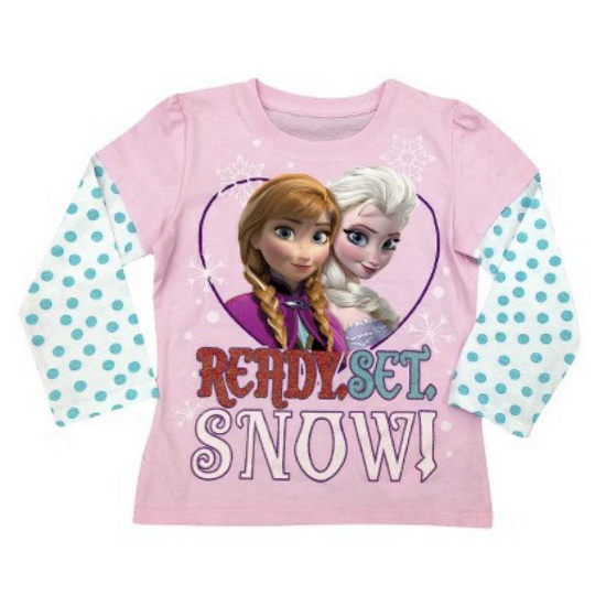 Disney Frozen Toddler Girls Pink Ready Set Snow T-Shirt Princess Anna Shirt 2T