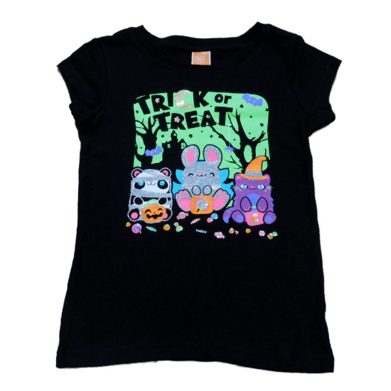 Happy Halloween Girls Black Trick Or Treat T-Shirt Halloween Tee Shirt Small