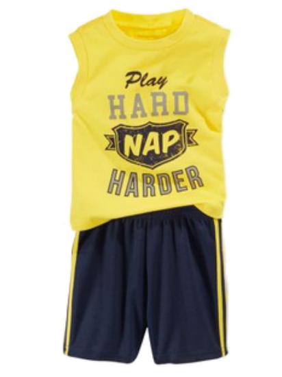 First Impressions Infant Boys 2 Piece Play Hard Nap Harder Tank Top Shorts