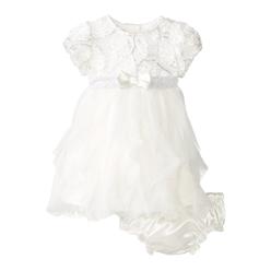 Nannette Infant Girls White Rosette Dress 2 PC Formal Holiday Party Dress