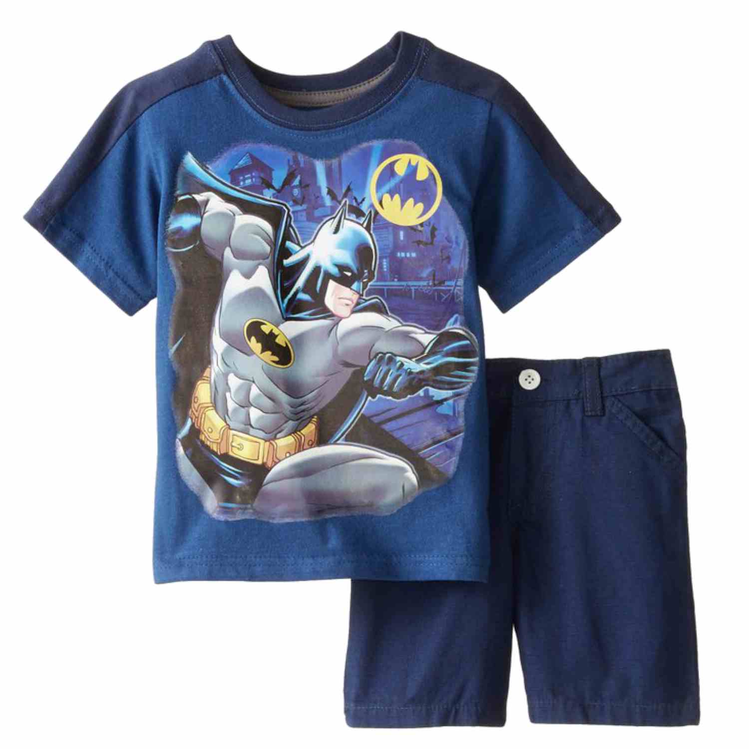 DC Comics Infant Boys 2 Piece Navy Blue Batman T-Shirt & Shorts Set