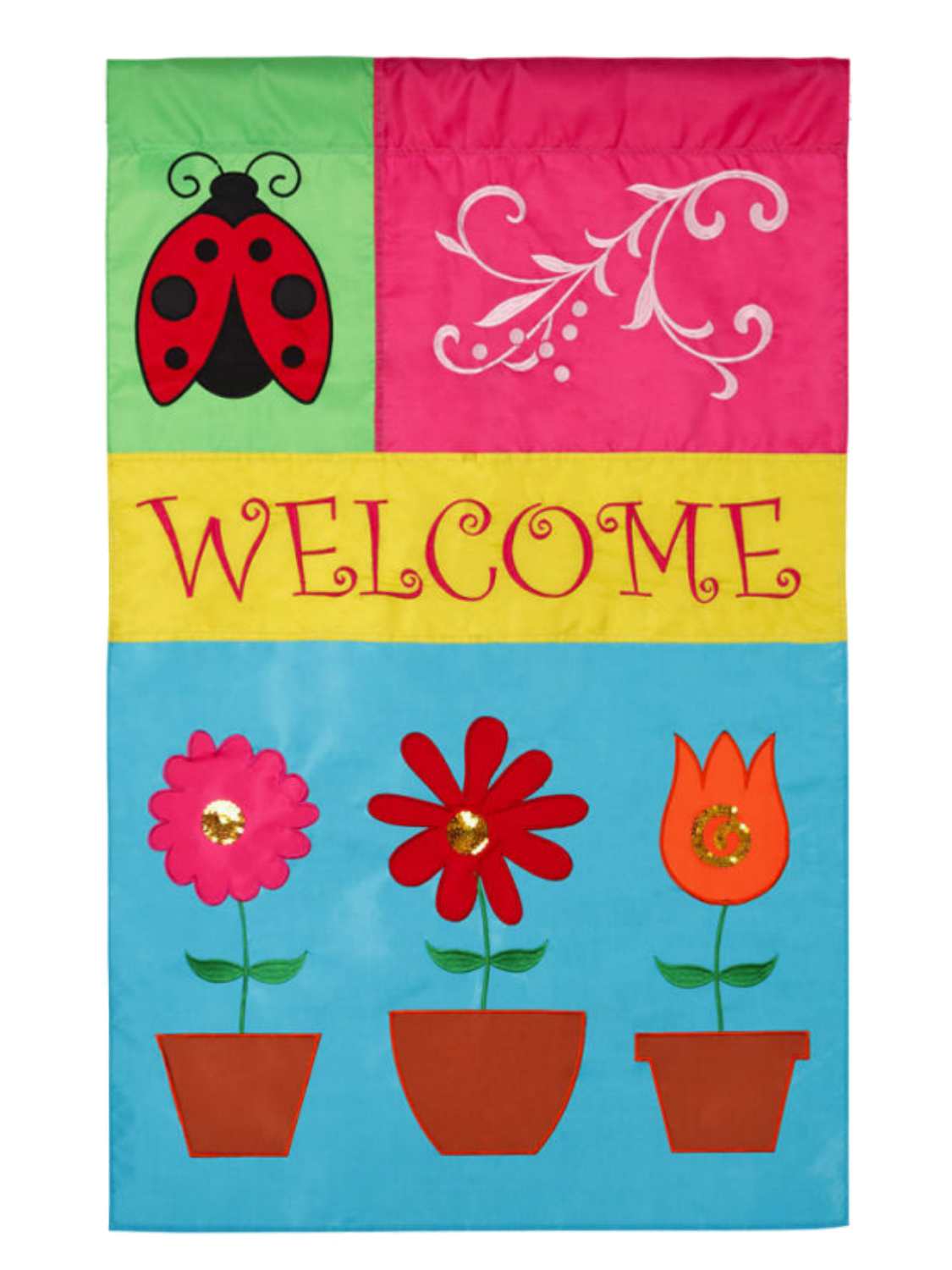 Evergreen Welcome Seasons Applique Large Nylon Flag 28 By 44 Inch