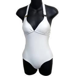 Kardashian Womens White Halter One Piece Swim Suit Swimming Bathing Suit S