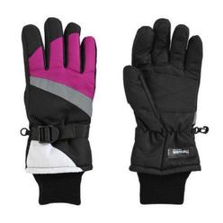 Aquarius Girls Purple & Black Thinsulate Snow & Ski Gloves Wrist Strap