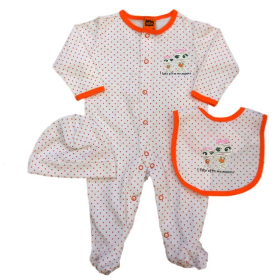 target infant girls orange polka dot halloween mummy sleeper coverall bib hat set
