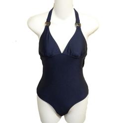 Kardashian Womens Navy Blue Halter One Piece Swim Suit Swimming Bathing Suit M