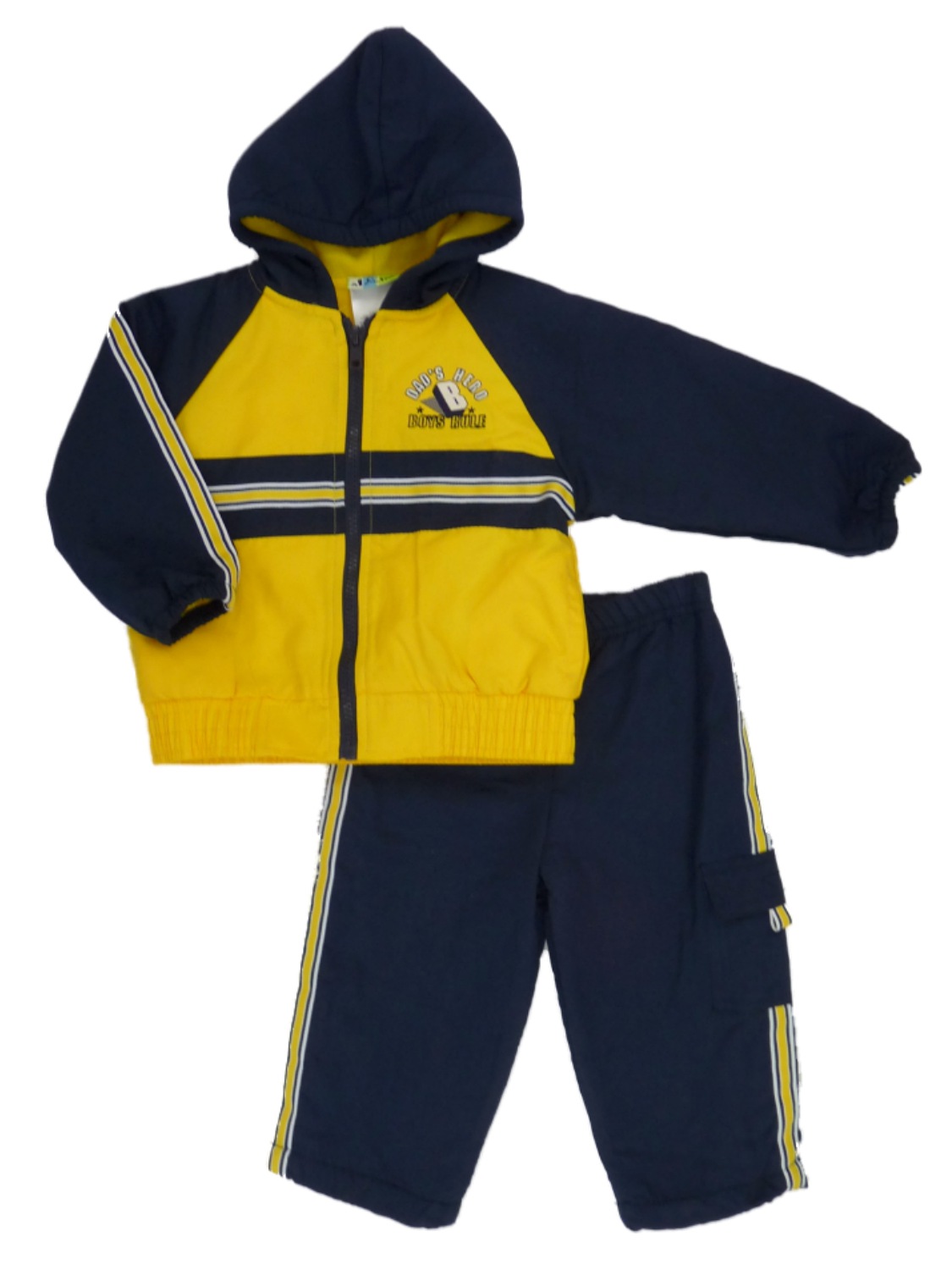 Al & Ray Infant Boys Blue & Yellow Boys Rule Jacket & Pants Track Suit Set 12m