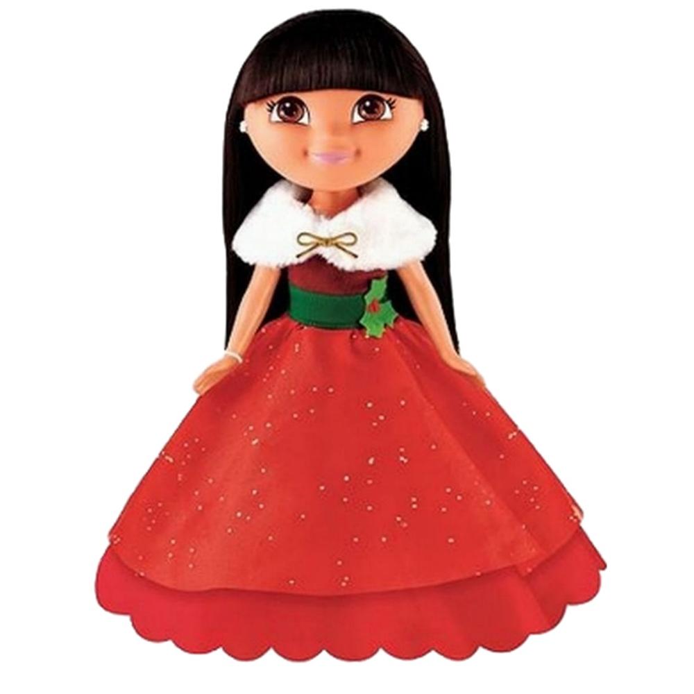 Nickelodeon Fisher Price Holiday Sparkle Dora Doll with Pretty Red Dress & Combable Hair