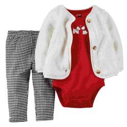 Carter's Carters Infant Girls 3 Piece Scotty Dog Set Plush Jacket Shirt Leggings Set