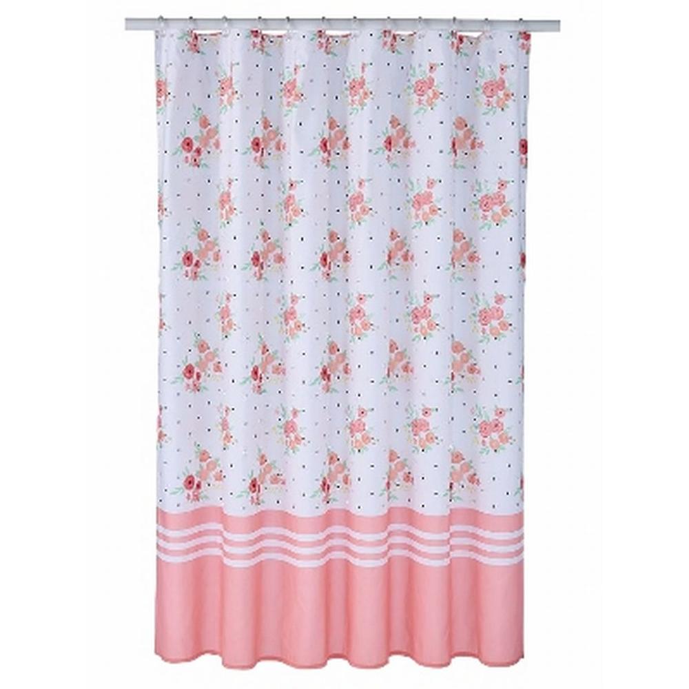 Celebrate Easter Celebrate Pink Coral Floral Fabric Shower Curtain Flower Bath Decor
