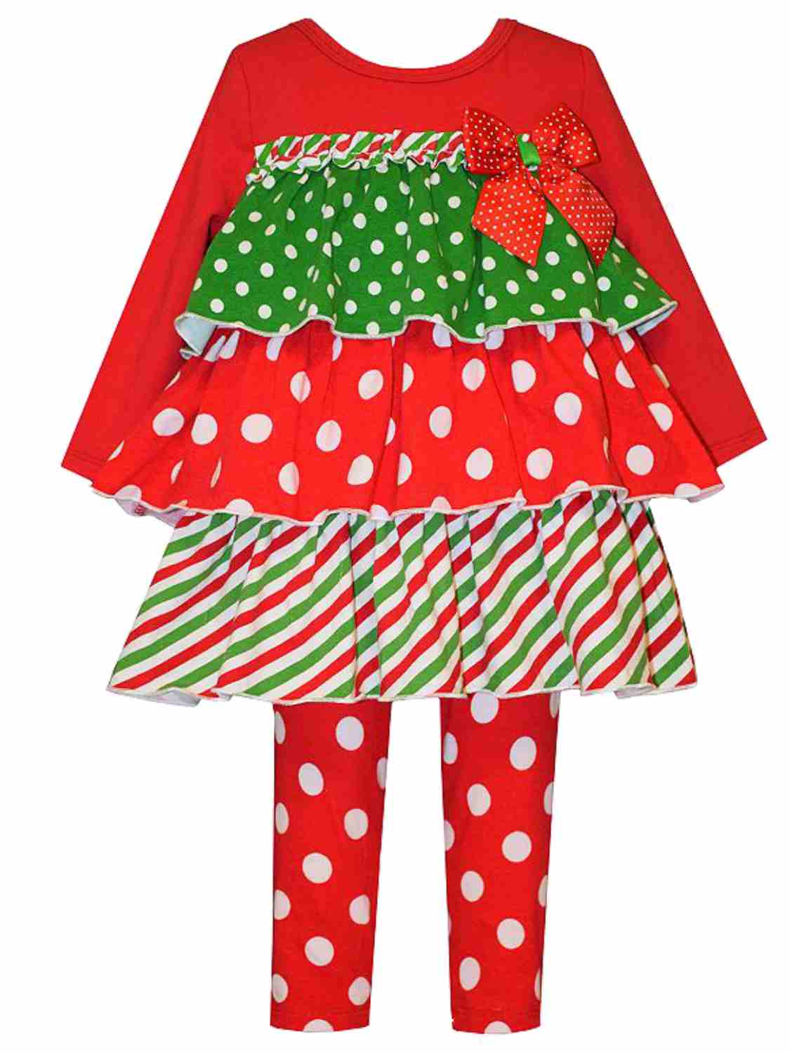 Bonnie Baby Infant Girls 2 PC Red Ruffled Holiday Outfit Shirt Dot Leggings 12m